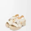 Sandales à plateforme Petal en cuir de veau souple    Blanc