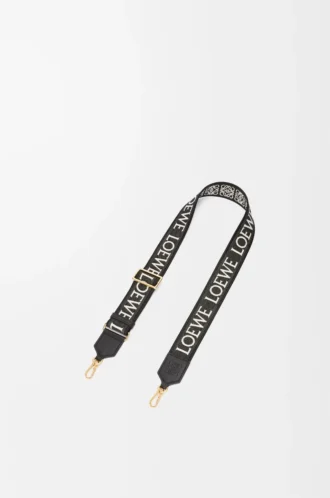 Sangle Anagram en jacquard et cuir de veau Noir/Or