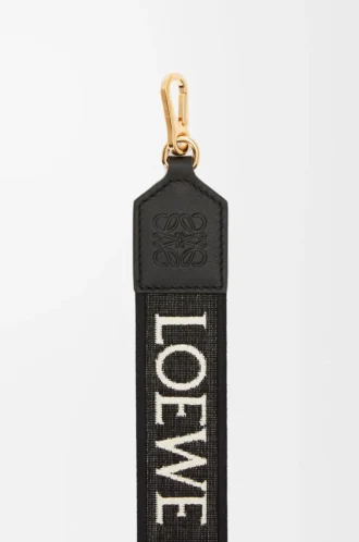 Sangle Anagram en jacquard et cuir de veau Noir/Or