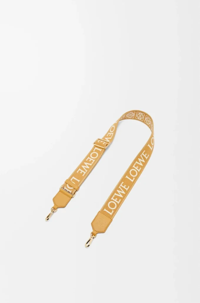 Sangle Anagram en jacquard et cuir de veau Sahara