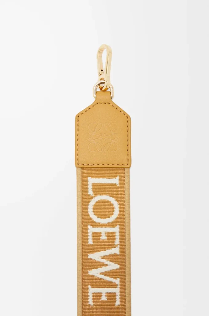 Sangle Anagram en jacquard et cuir de veau Sahara