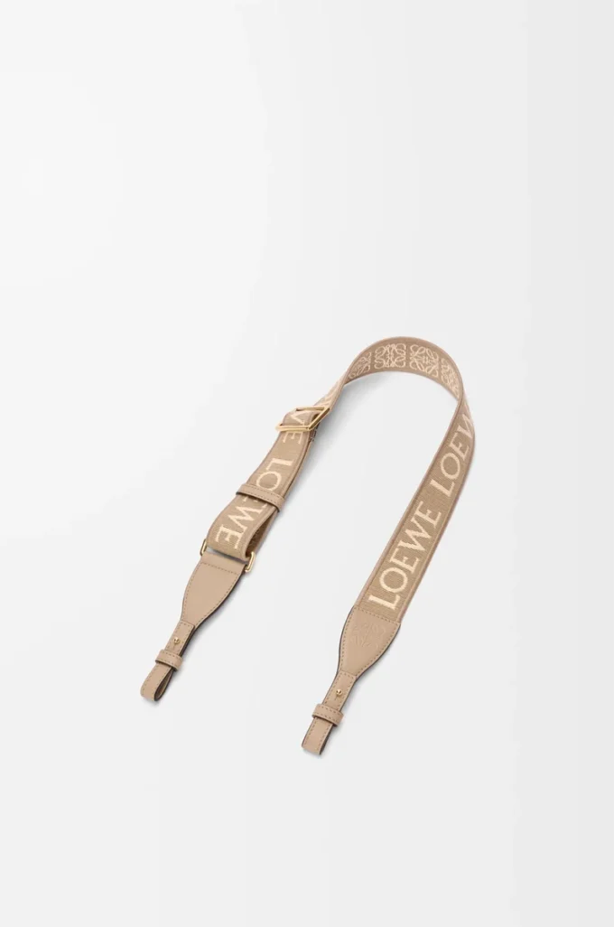 Sangle à boucle Anagram en jacquard et cuir de veau Sand