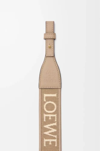 Sangle à boucle Anagram en jacquard et cuir de veau Sand