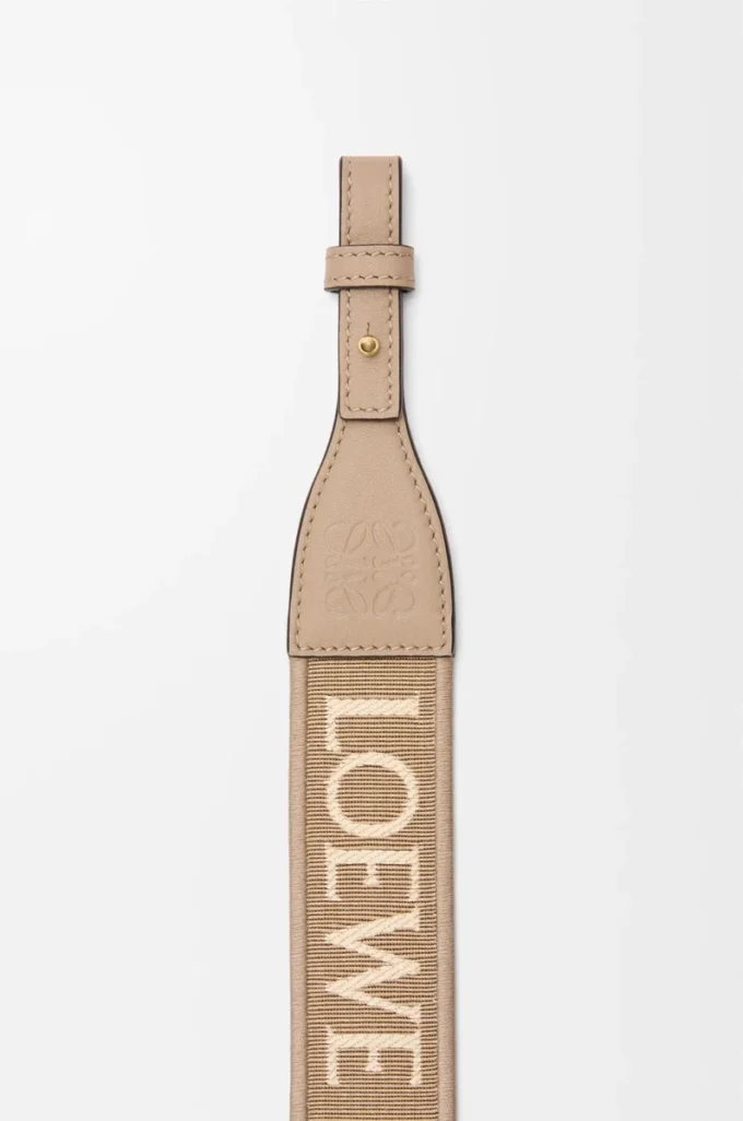 Sangle à boucle Anagram en jacquard et cuir de veau Sand