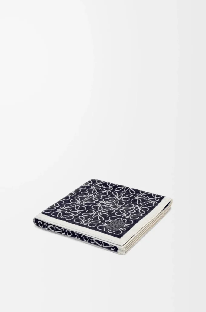 Serviette Anagram en coton Bleu marine
