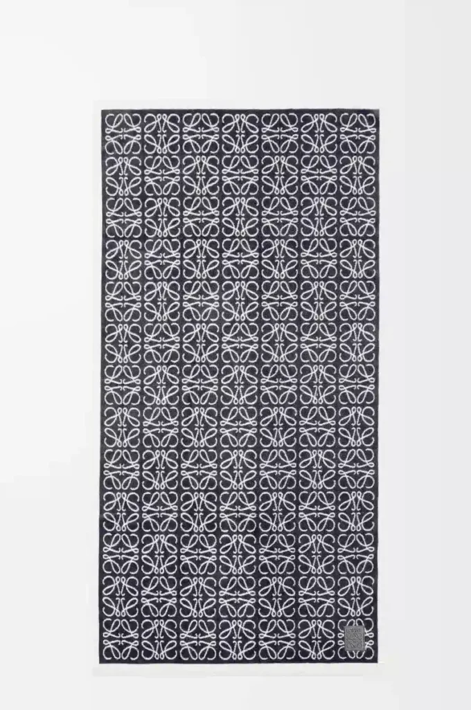 Serviette Anagram en coton Bleu marine