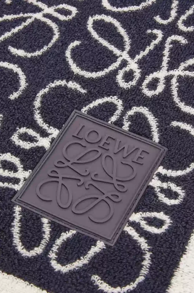 Serviette Anagram en coton Bleu marine