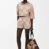 Serviette en coton marron/beige