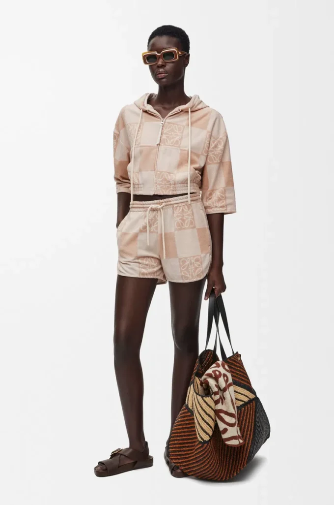 Serviette en coton marron/beige
