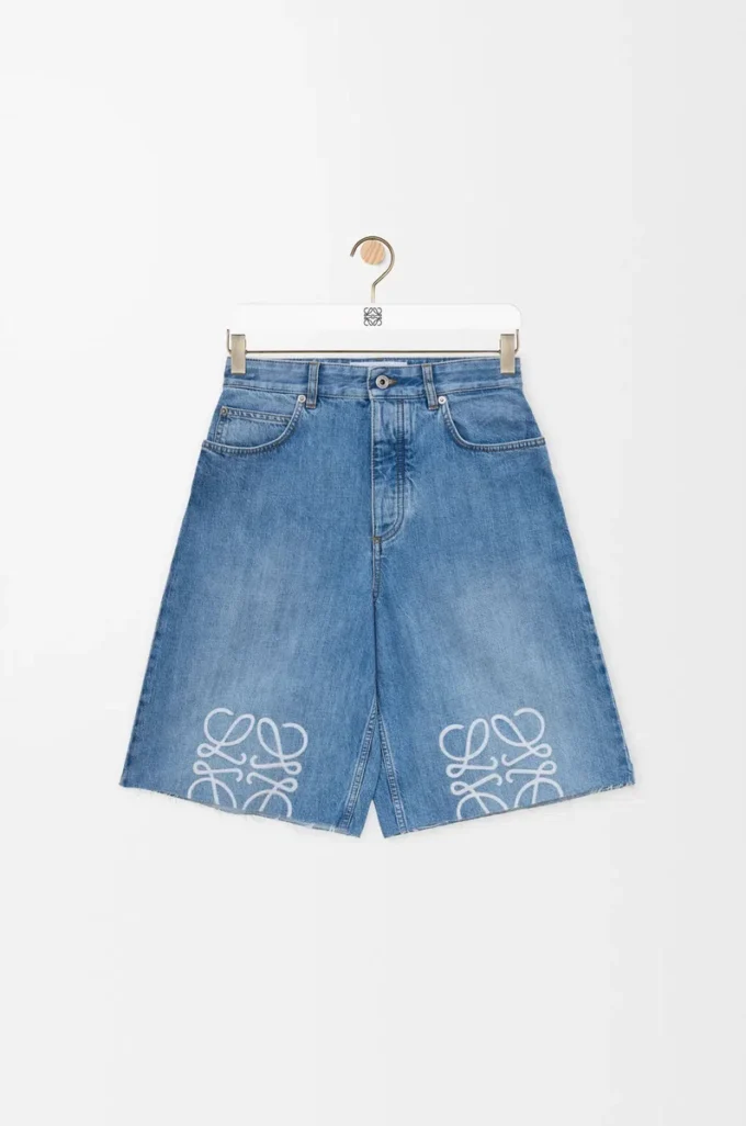 Short Anagram en denim Denim délavé