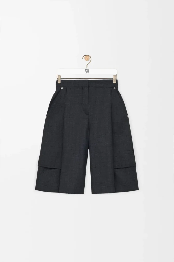 Short cargo en laine gris foncé