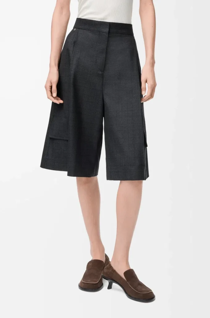 Short cargo en laine gris foncé