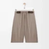 Short à ceinture en laine Beige Melange