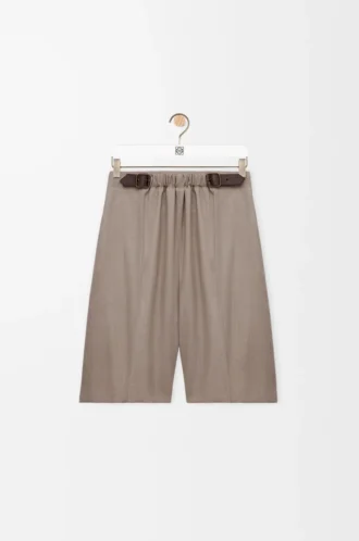 Short à ceinture en laine Beige Melange