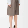 Short à ceinture en laine Beige Melange