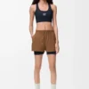 Short de performance en shell technique couleur caramel