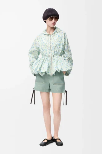 Short de travail en denim vert kaki