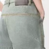 Short de travail en denim vert kaki