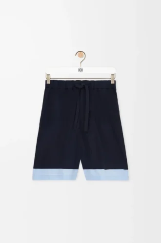 Short en coton bleu marine foncé/bleu clair