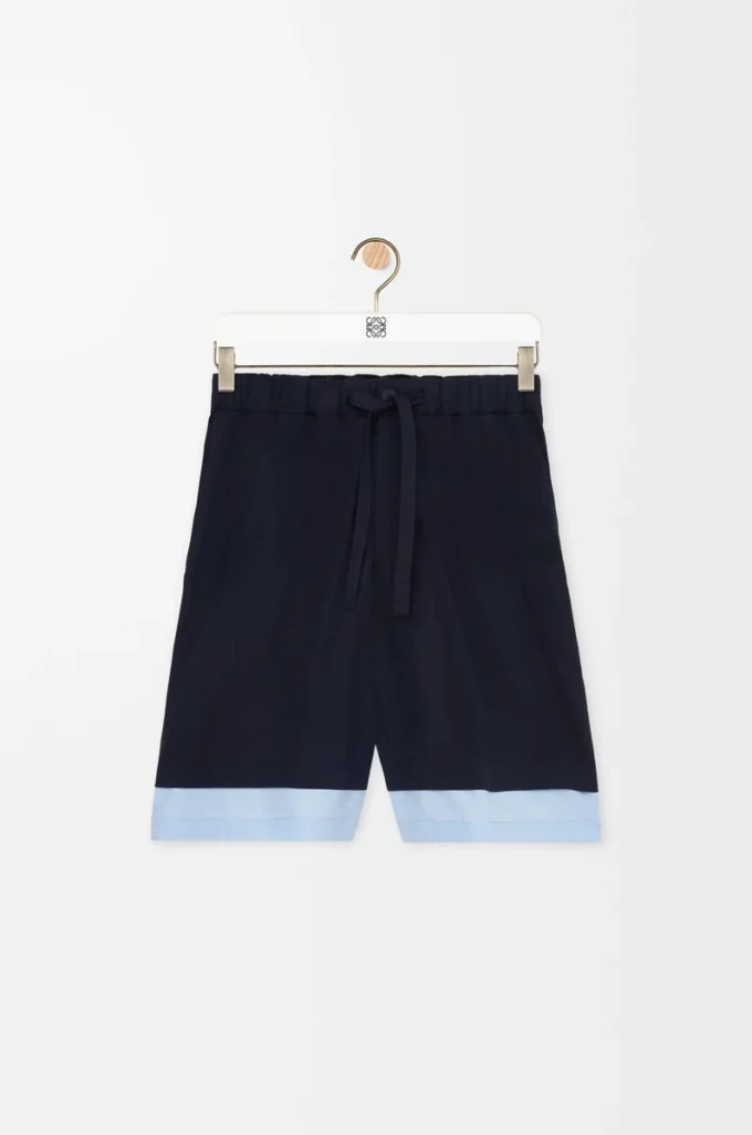 Short en coton bleu marine foncé/bleu clair