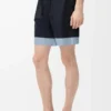 Short en coton bleu marine foncé/bleu clair