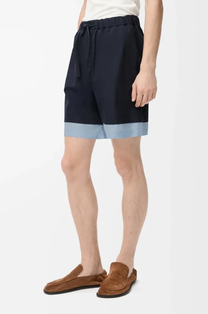 Short en coton bleu marine foncé/bleu clair