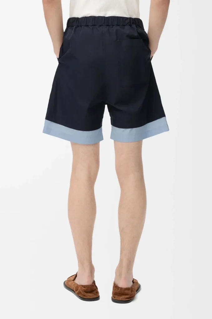 Short en coton bleu marine foncé/bleu clair