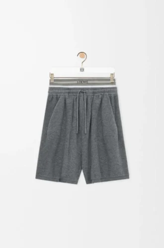 Short en laine mélangée Gris chiné/Blanc