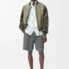 Short en laine mélangée Gris chiné/Blanc