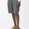 Short en laine mélangée Gris chiné/Blanc