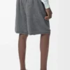 Short en laine mélangée Gris chiné/Blanc