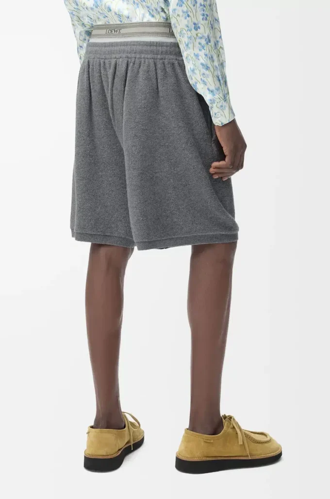 Short en laine mélangée Gris chiné/Blanc