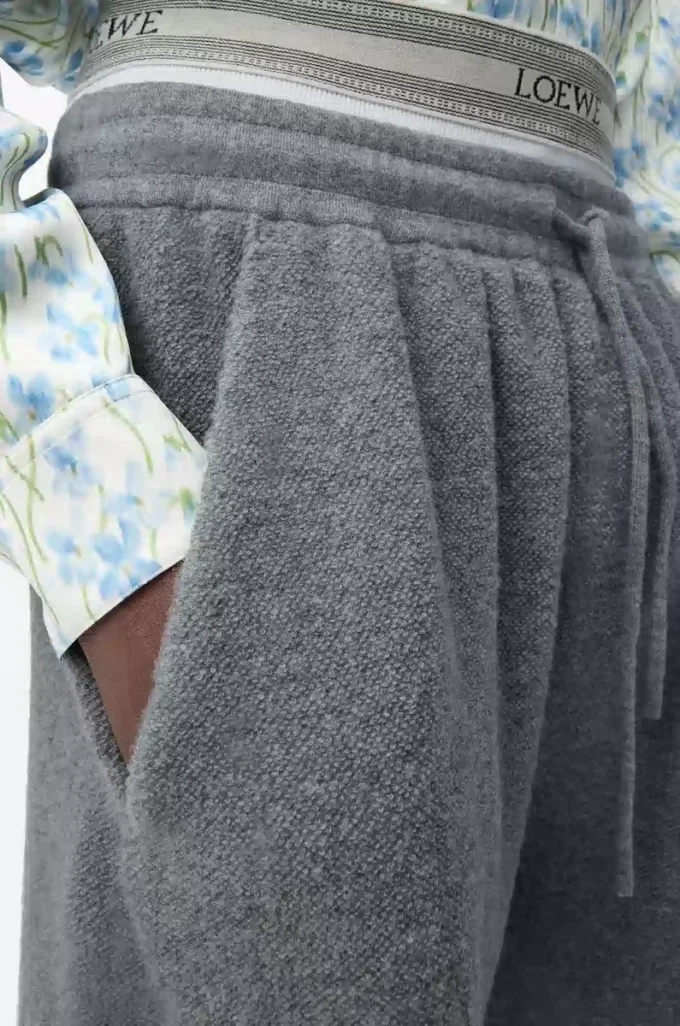 Short en laine mélangée Gris chiné/Blanc