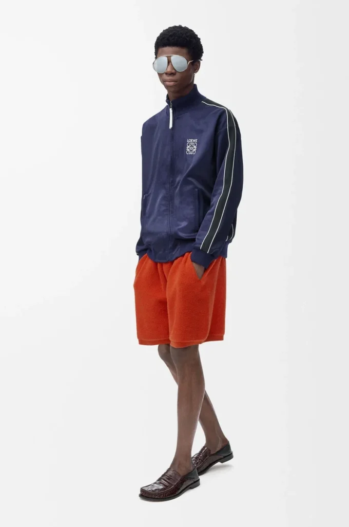 Short en laine mélangée Orange/Blanc