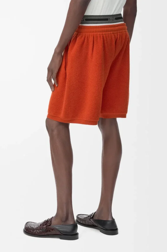 Short en laine mélangée Orange/Blanc