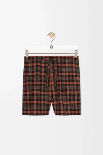 Short en laine mélangée orange/noir
