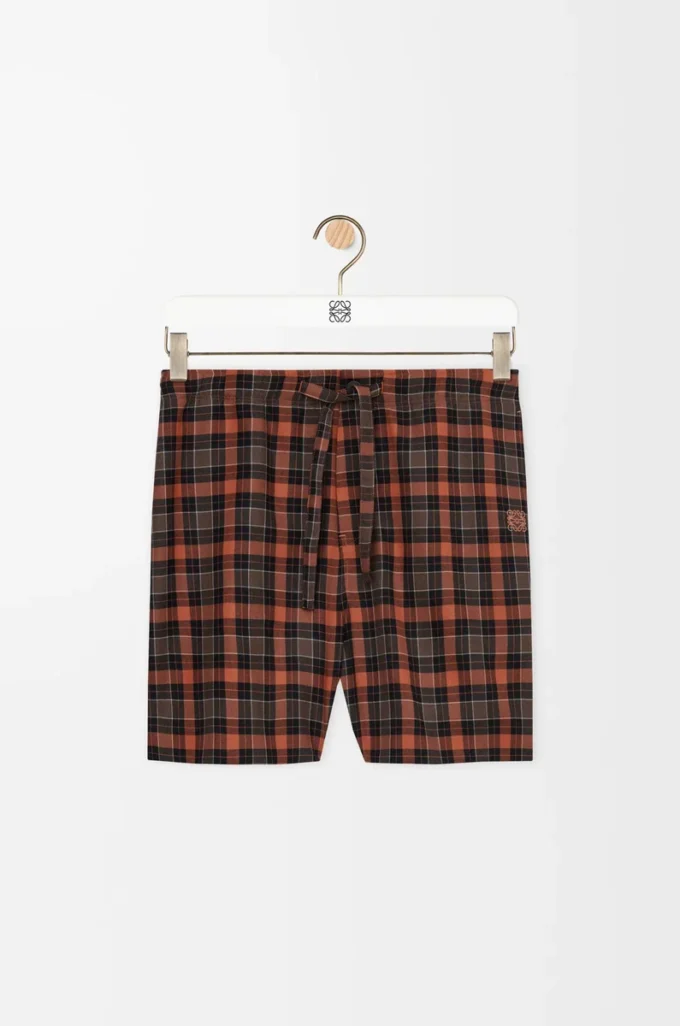 Short en laine mélangée orange/noir