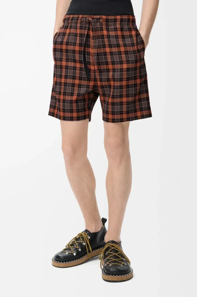 Short en laine mélangée orange/noir