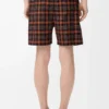 Short en laine mélangée orange/noir