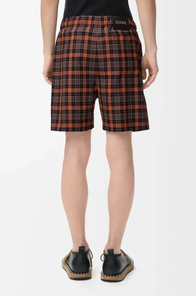 Short en laine mélangée orange/noir