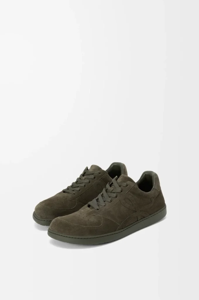 Sneakers Jambo en cuir de veau suédé vert olive