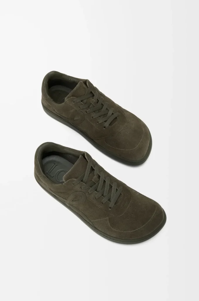 Sneakers Jambo en cuir de veau suédé vert olive