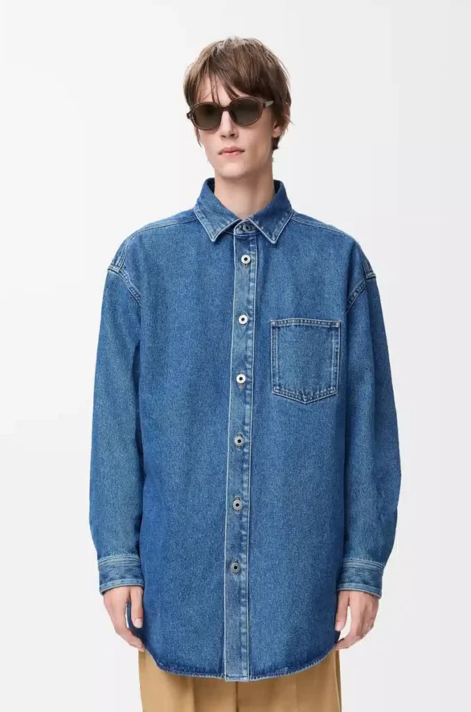 Surchemise Anagram en denim bleu moyen