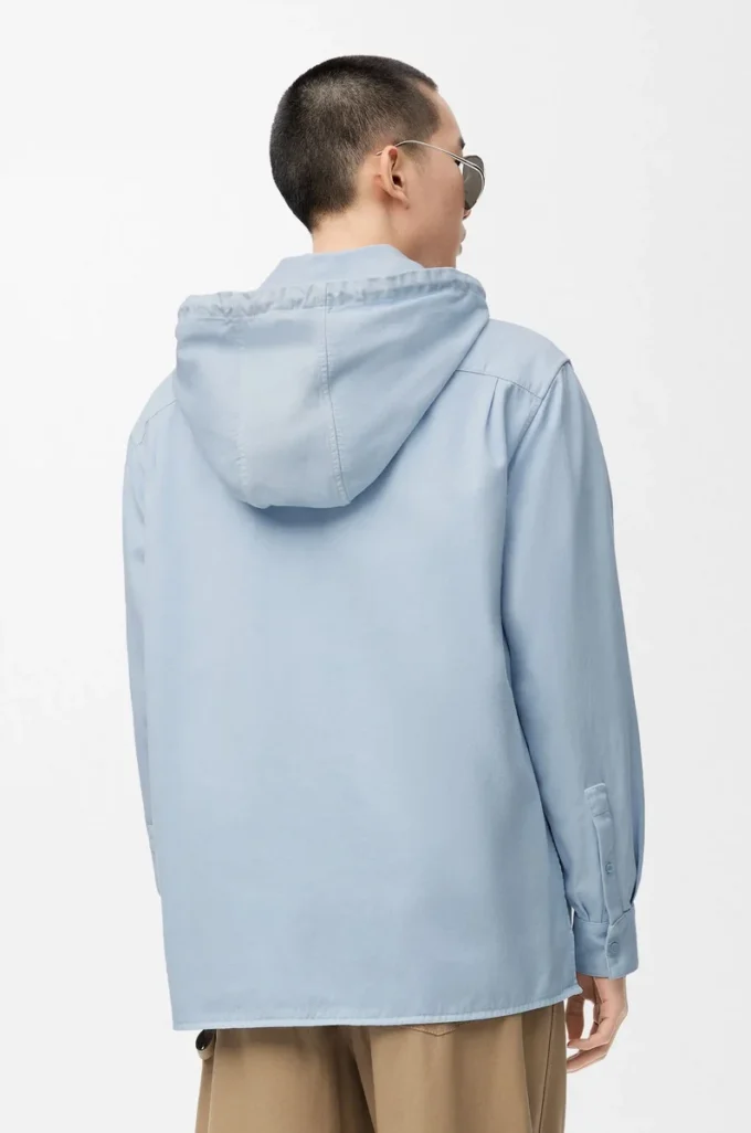 Surchemise à capuche en coton bleu clair