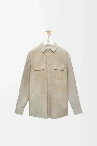 Surchemise en cuir d&rsquo;agneau suédé Blanc