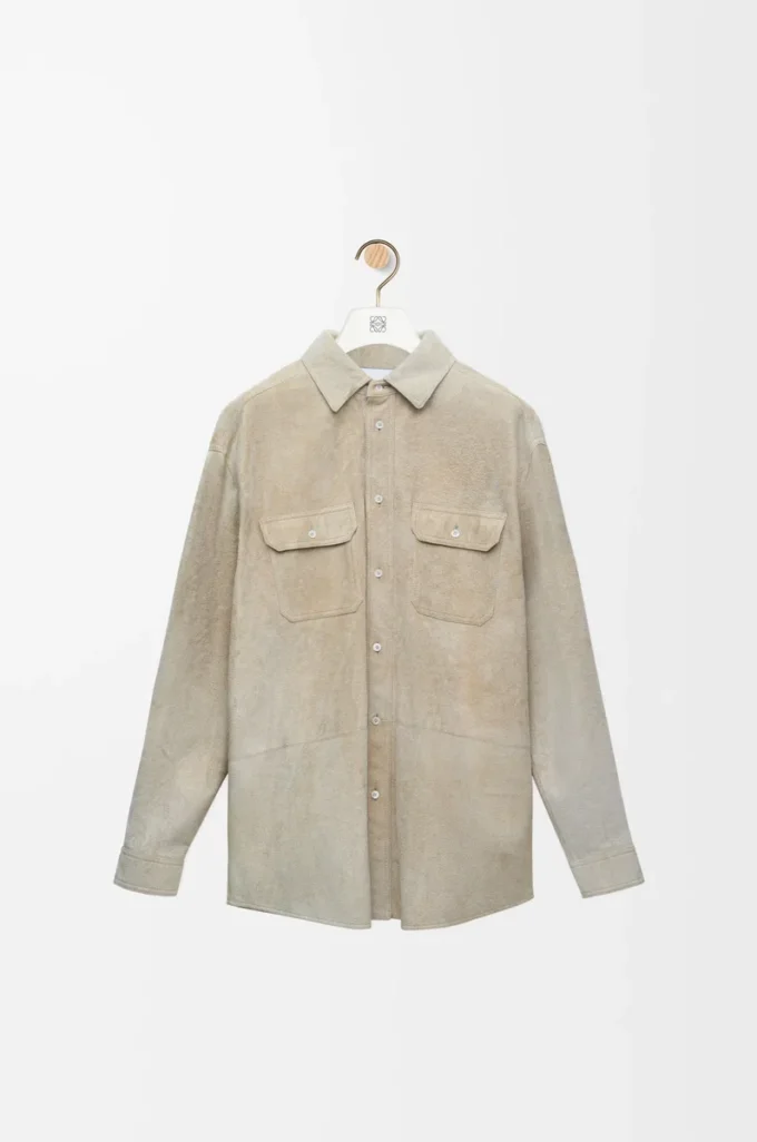 Surchemise en cuir d’agneau suédé Blanc Surchemise en cuir d’agneau suédé Blanc