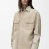Surchemise en cuir d’agneau suédé Blanc Surchemise en cuir d’agneau suédé Blanc