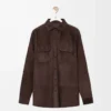 Surchemise en cuir de veau suédé marron foncé