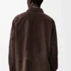 Surchemise en cuir de veau suédé marron foncé