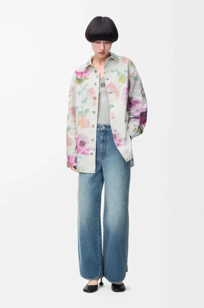 Surchemise en denim blanc/rose
